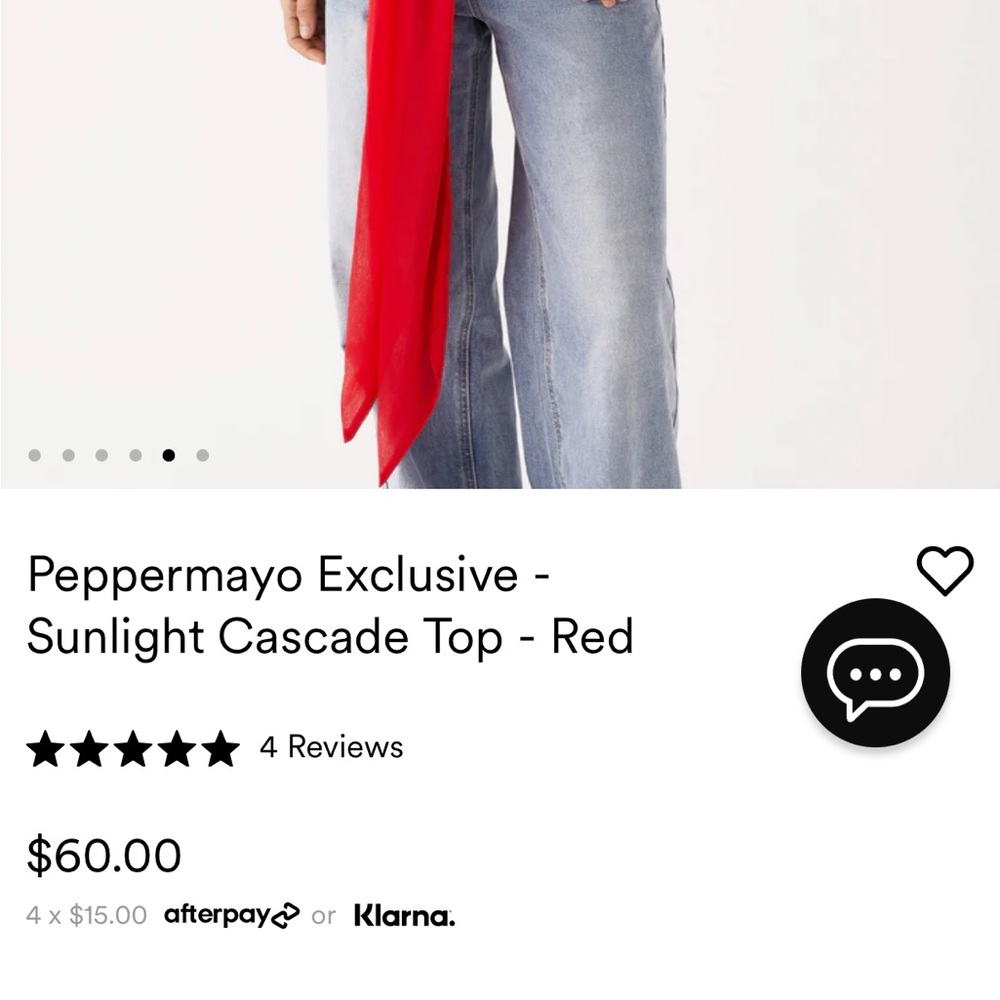 Never worn, new with tags Pepper Mayo Sunlight Cascade Top in Red